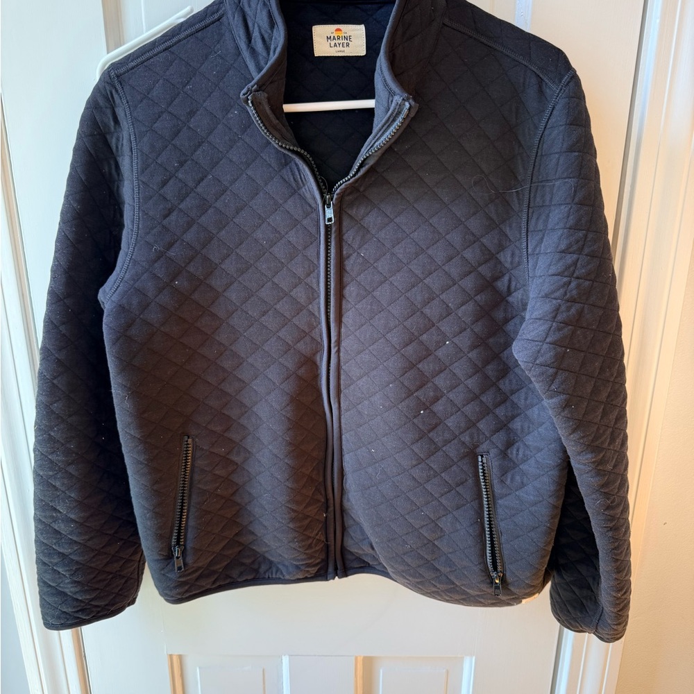 Marine Layer Quilted Jacket Black Full Zip Lightweight NWOT Women’s Large